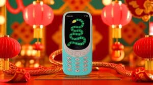 Illustration de la célébration du Nouvel An chinois avec le jeu Snake du Nokia 3310.