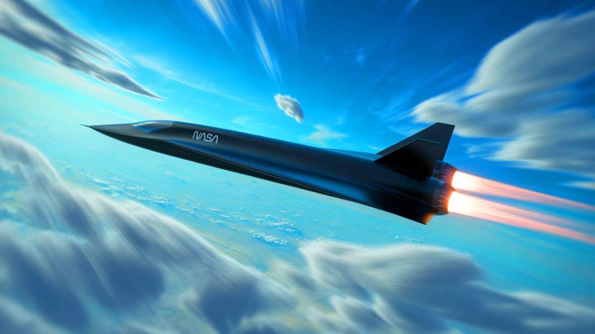 Illustration de l'avion expérimental X-43A de la NASA atteignant des vitesses hypersoniques records.