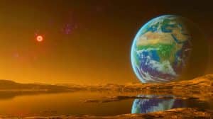 Illustration de la planète TRAPPIST-1e avec une atmosphère potentiellement habitable.