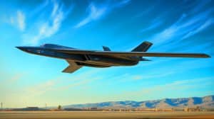 « Le bombardier furtif B-21 prend forme » : une prouesse technologique appelée à devenir la pièce maîtresse de l’arsenal américain Illustration de l'arrivée du deuxième B-21 Raider sur la base Edwards pour des essais en vol.