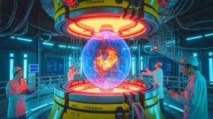 Illustration de l'exploit technologique du tokamak West dans la maîtrise du plasma pour la fusion nucléaire.