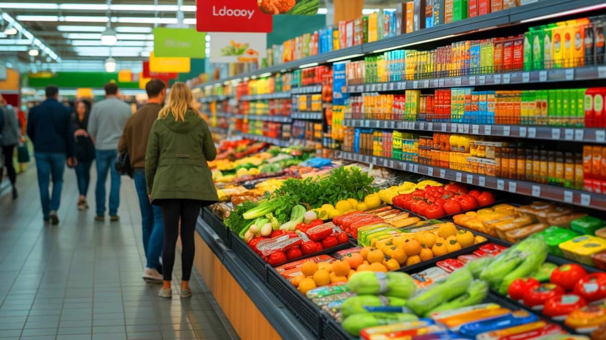 « Voici le secret des rayons » : comment repérer les produits cachés en bas et économiser gros sur vos courses Illustration de l'influence du placement des produits sur les décisions d'achat en supermarché.