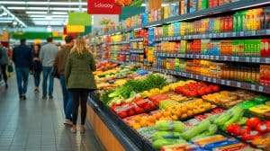 Illustration de l'influence du placement des produits sur les décisions d'achat en supermarché.