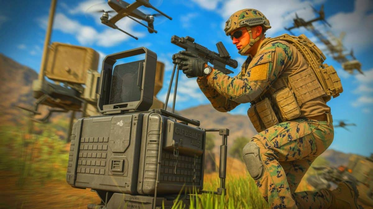Illustration de l'innovation des Marines américains face à la menace des drones.