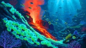 « Personne ne sait comment ils survivent » : des chercheurs découvrent des milliers d’œufs géants sous un volcan marin actif Illustration de la découverte de milliers d'œufs géants sous un volcan sous-marin actif près de l'île de Vancouver.