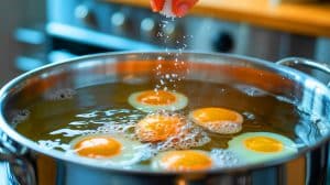 Illustration de l'impact du sel sur la cuisson des œufs.