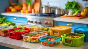 « En 2 h je cuisine pour toute la semaine » : une mère de famille dévoile son secret batch cooking pour gagner du temps au quotidien Illustration de la planification et de la préparation des repas pour la semaine avec le batch cooking.