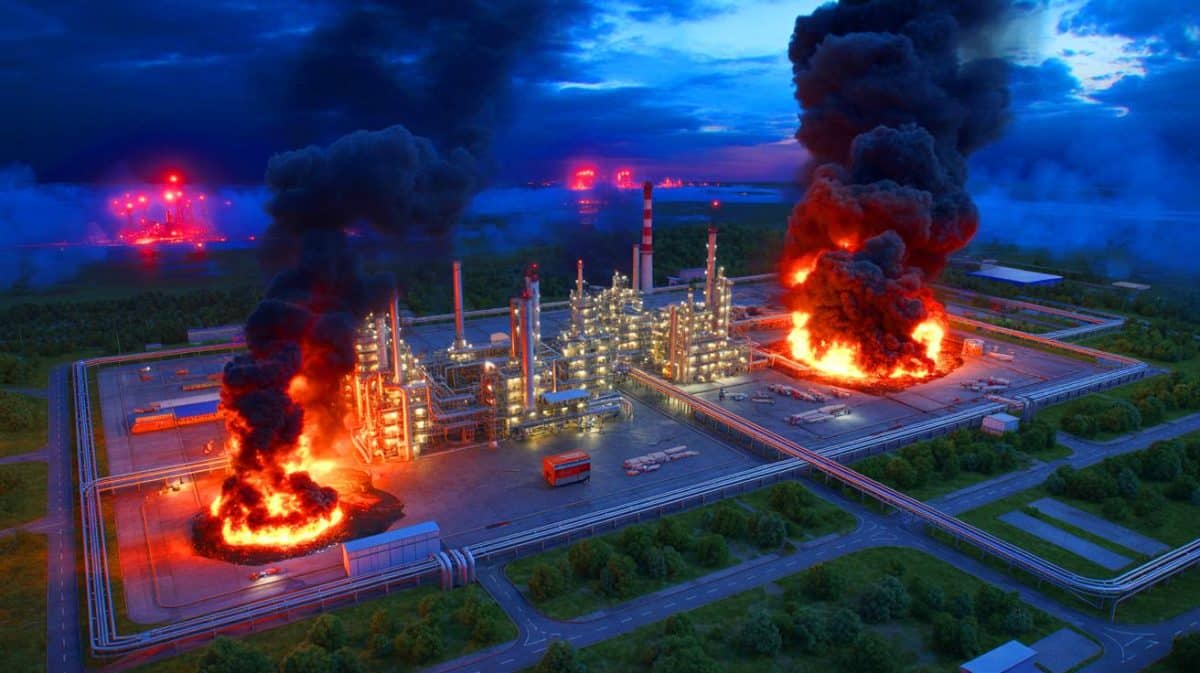 « La guerre atteint le pétrole » : frappes ukrainiennes et russes font craindre une crise énergétique mondiale et un choc économique durable Illustration de l'Ukraine ciblant des infrastructures pétrolières russes dans une stratégie militaire audacieuse.