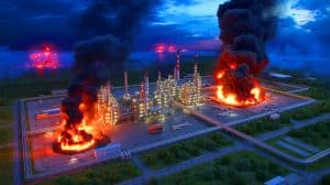 « La guerre atteint le pétrole » : frappes ukrainiennes et russes font craindre une crise énergétique mondiale et un choc économique durable Illustration de l'Ukraine ciblant des infrastructures pétrolières russes dans une stratégie militaire audacieuse.