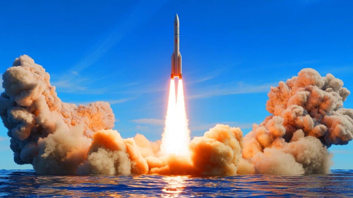 Illustration de la démonstration de force de la Chine avec le test d'un missile balistique intercontinental.