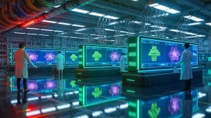 « LQMs contre LLMs : l’intelligence artificielle quantique change les règles » : calcul, cryptographie et navigation sans GPS expliqués Illustration de la convergence entre intelligence artificielle et technologies quantiques pour des avancées scientifiques révolutionnaires.
