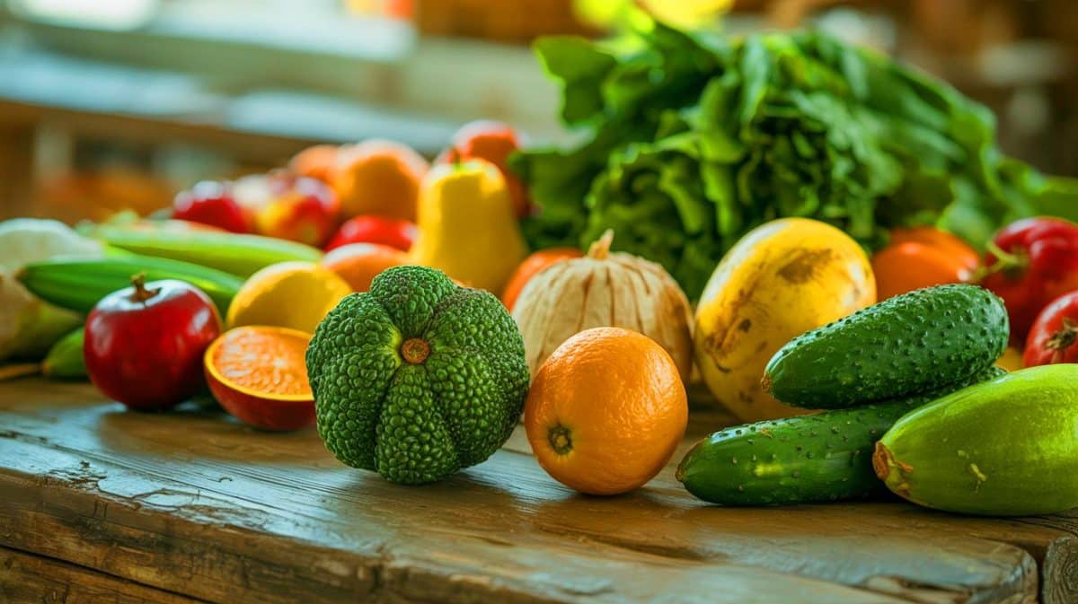 Illustration de la contamination des fruits et légumes par les pesticides en France.