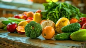 Illustration de la contamination des fruits et légumes par les pesticides en France.