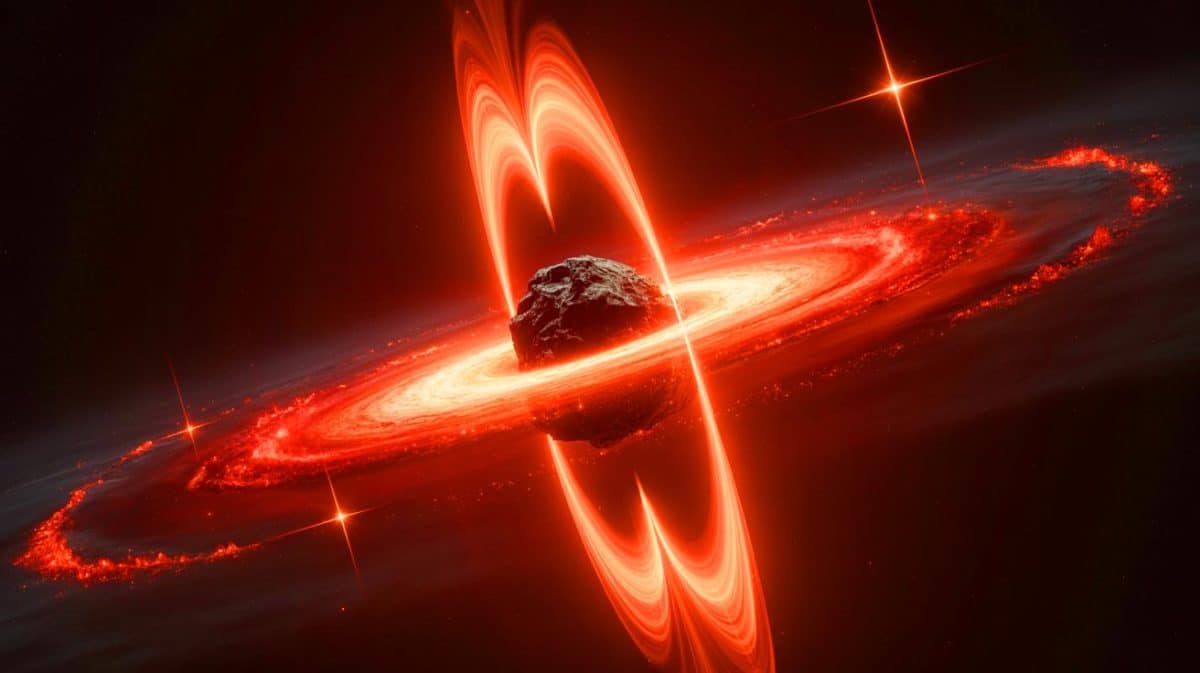 « Sagittarius A* libère des vents de gaz brûlants » : une découverte d’ALMA qui bouleverse notre compréhension des trous noirs Illustration de Sagittarius A*, le trou noir supermassif de notre galaxie, et des vents de gaz chaud récemment découverts.