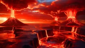 Illustration de l'océan de magma basal caché sous la surface terrestre.