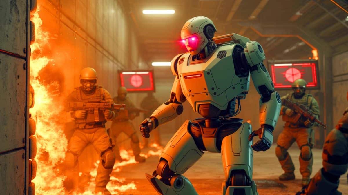 Illustration de l'incident impliquant le robot humanoïde Unitree H1 lors de son comportement incontrôlé.