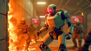 Illustration de l'incident impliquant le robot humanoïde Unitree H1 lors de son comportement incontrôlé.