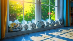 « Voici pourquoi il faut mettre de l’aluminium aux fenêtres » : une méthode étonnante aux effets immédiats contre un problème courant Illustration de l'utilisation du papier aluminium pour réduire la chaleur et éloigner les nuisibles autour des fenêtres.