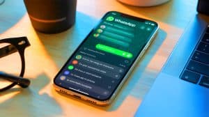 Illustration de la gestion de la confidentialité sur WhatsApp avec les coches bleues désactivées.
