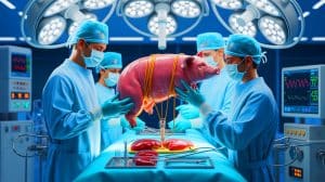 « Une greffe de foie de porc sur un humain réussit » : la Chine signe une prouesse scientifique inédite dans l’histoire de la médecine Illustration de la transplantation d'un foie de porc génétiquement modifié dans un patient vivant en Chine.