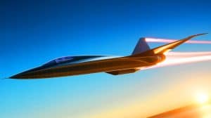Illustration de l'avion X-43A de la NASA atteignant une vitesse record grâce à la technologie scramjet.