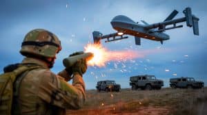 « De nouvelles munitions anti-drones pour l’Ukraine » : une arme conçue pour contrer les attaques aériennes russes en plein conflit Illustration de l'utilisation de munitions anti-drones par l'armée ukrainienne pour contrer les appareils russes.