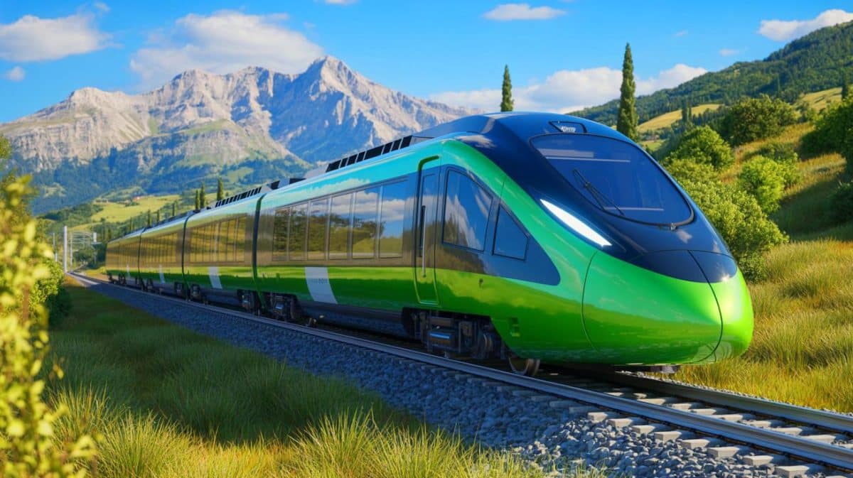 « Le premier train à hydrogène d’Europe prend la route » : une innovation majeure qui signe la fin de l’ère du diesel Illustration de la présentation du premier train à hydrogène d’Italie par FNM et Alstom.