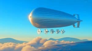 Illustration de la turbine éolienne flottante S1500 exploitant les vents de haute altitude en Chine.