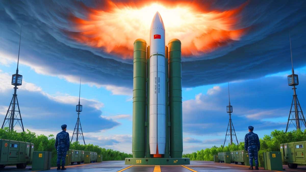 « Le secret du DF-5C révélé » : un missile balistique chinois prêt en permanence change l’équilibre nucléaire mondial Illustration de la présentation du missile balistique intercontinental DF-5C lors d'un défilé militaire à Pékin.