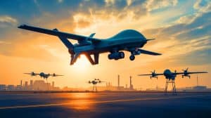 « L’eurodrone défie les géants américains et israéliens » : l’Europe lance son offensive dans la guerre des drones Illustration de l'eurodrone symbolisant l'ambition européenne pour une défense autonome et souveraine.