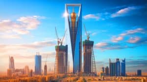 Illustration de la Jeddah Tower en construction, symbole de l'ambition architecturale et économique de l'Arabie saoudite.