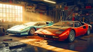 « Un trésor automobile inestimable » : deux supercars italiennes disparues depuis 30 ans redécouvertes dans un garage poussiéreux Illustration de la découverte de deux supercars italiennes oubliées pendant 30 ans dans un garage familial.