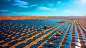 Bahreïn : une avancée solaire majeure avec la plus grande centrale en toiture qui transforme l’avenir énergétique Illustration de la plus grande centrale solaire en toiture du monde en construction au Bahreïn.