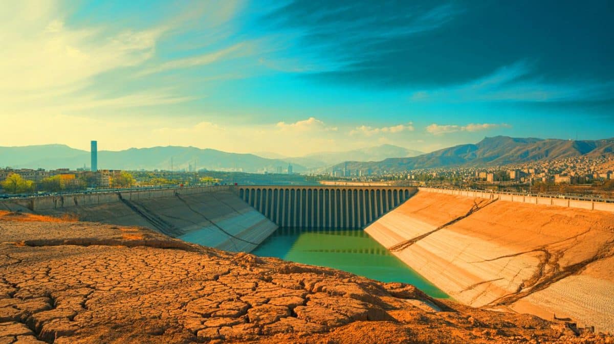 La sécheresse historique en Iran : Téhéran face à une menace sur son approvisionnement en eau potable Illustration de la sécheresse historique menaçant l'approvisionnement en eau potable de Téhéran.