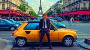 Paul Belmondo : sa mésaventure avec sa R5 à Paris révèle les défis du stationnement urbain Illustration de Paul Belmondo dénonçant les tarifs de stationnement pour sa R5 électrique à Paris.