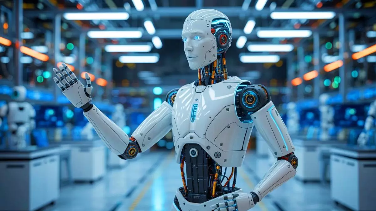 Illustration de robots humanoïdes imitant des mouvements humains en temps réel. Image réalisée par IA.