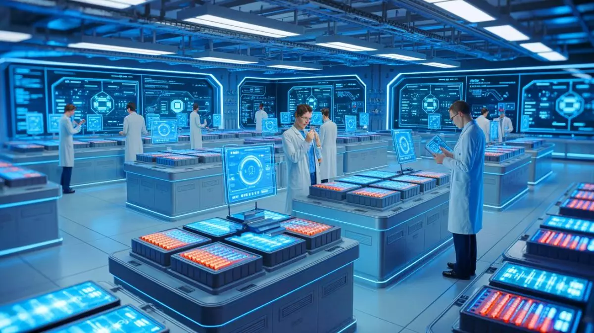 Illustration de la percée technologique dans les batteries au zinc-ion grâce à l'intelligence artificielle. Image réalisée par IA.