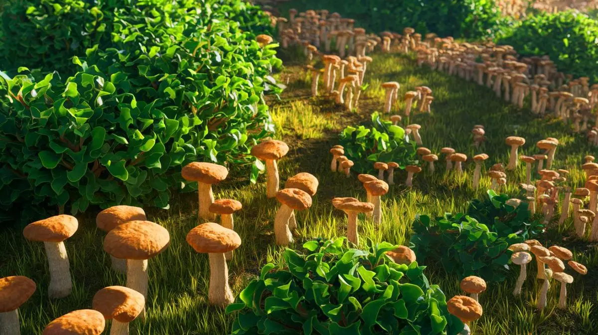 Illustration de la colonisation des terres émergées par les premières plantes grâce à un transfert génétique entre un champignon et une plante (création par IA, illustration non réaliste). Crédit : Ideogram.