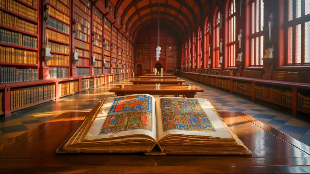 Illustration de la découverte d'un exemplaire authentique de la Magna Carta à Harvard. Image réalisée par IA.