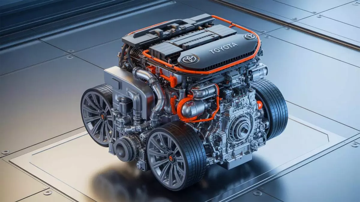 Illustration de la technologie du moteur thermique à l'ammoniac développée par Toyota (création par IA, non réaliste). Crédit : Ideogram