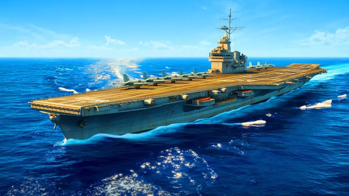 Illustration de porte-avions d'escorte de classe Casablanca durant la Seconde Guerre mondiale (création par IA, non réaliste). Crédit : Ideogram